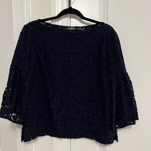 Ralph Lauren navy lace top, size small